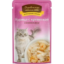 Деревенские лакомства пауч д/кош Курица с креветкой желе  70г